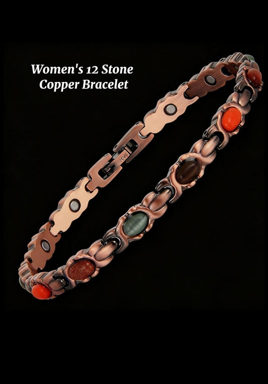 Copper City Women's  12 Stone Bracelet (Magnetic)